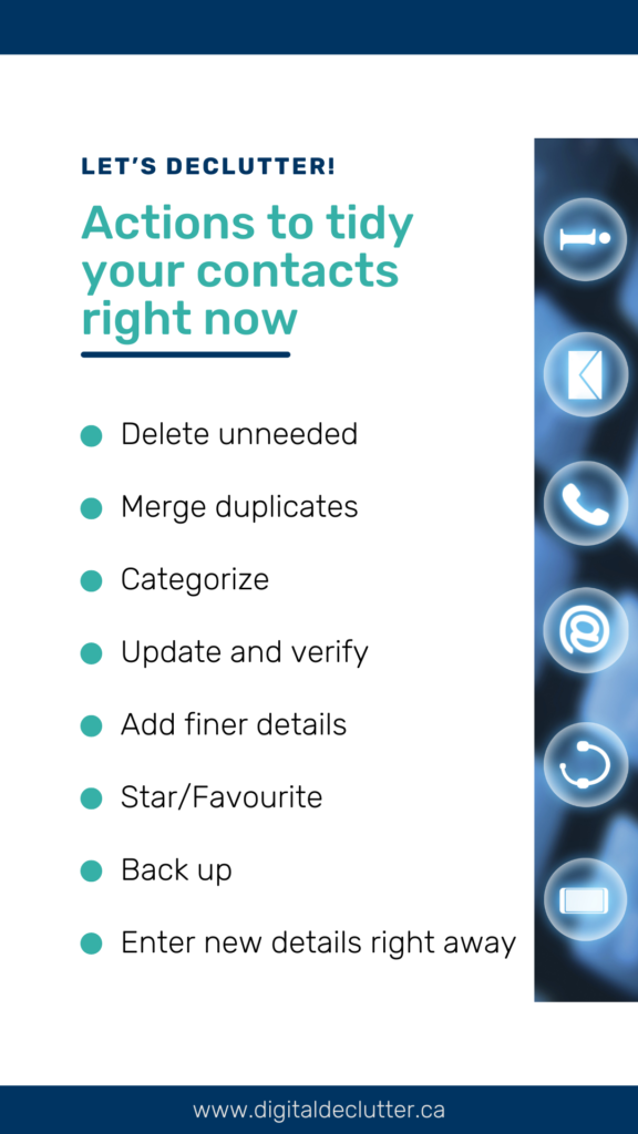 Actions to tidy your contacts